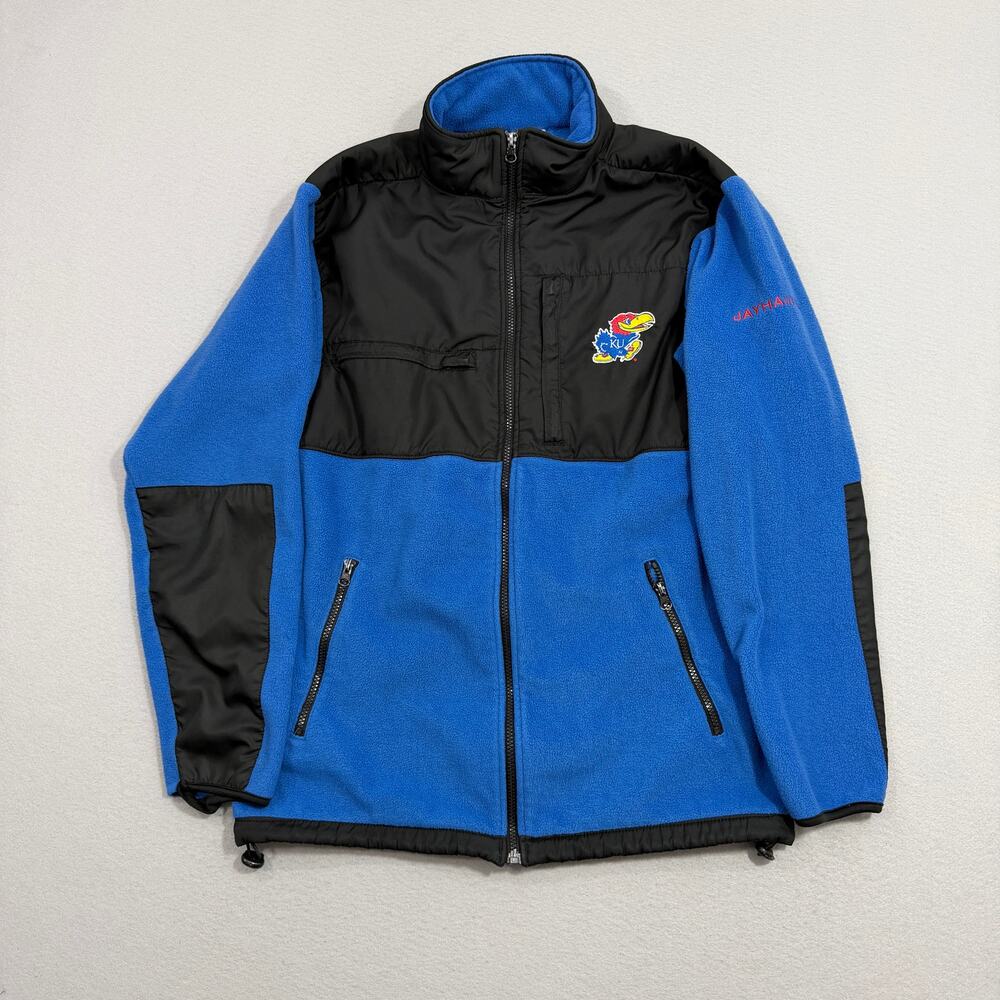 NCAA Kansas Jayhawks Fleece Soft Shell Jacket Men's Medium Blue Black Full Zip